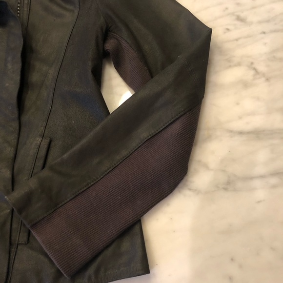 Elie Tahari Andreas Drape Gray Lamb Leather Jacket - Picture 13 of 16